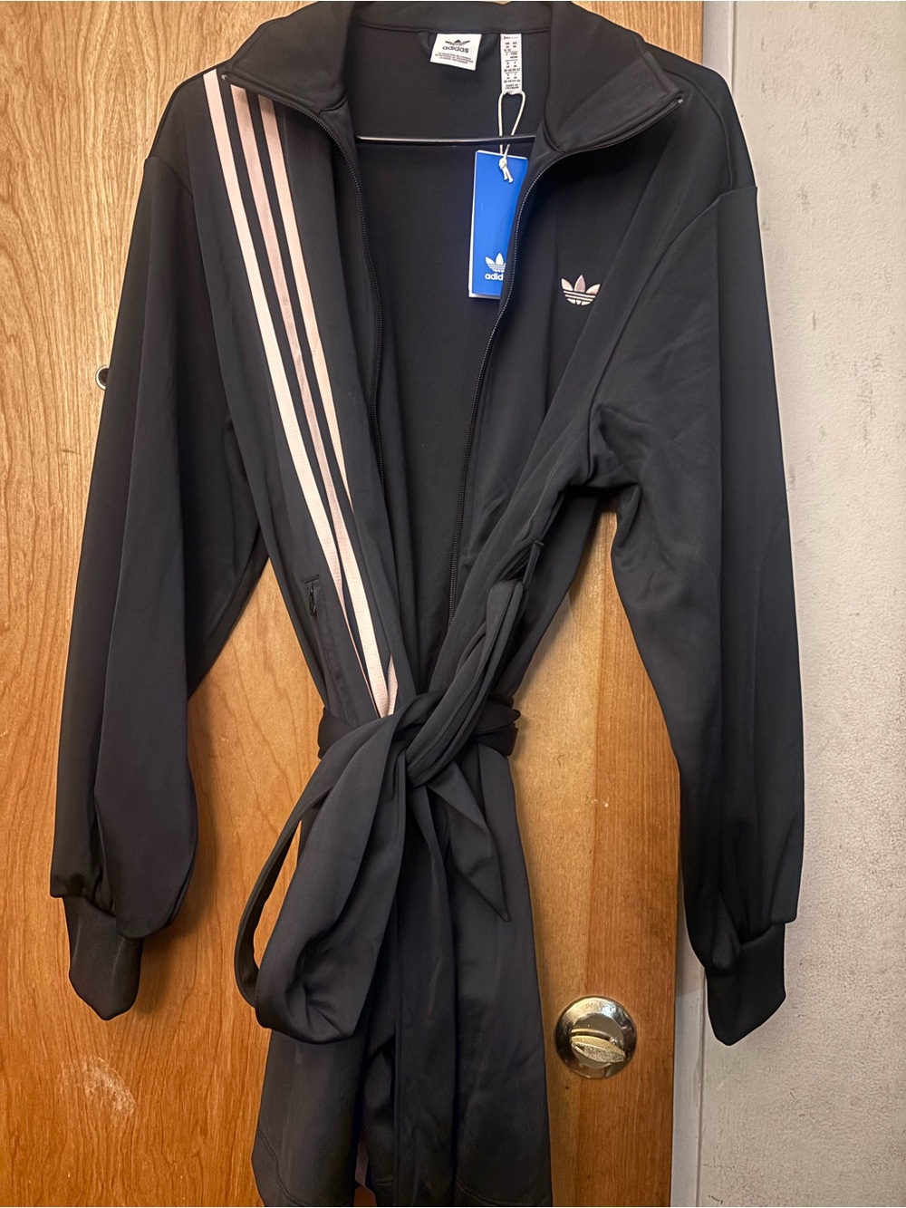 Adidas Black Wrap Track Dress with Blush Stripes sz M - Picture 6 of 6